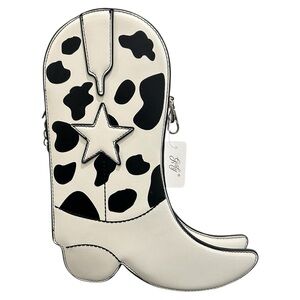 Girly Cow Print Boot-Shaped Bag NWT